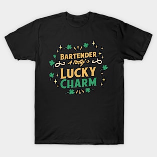 St. Patrick's Day Shamrock Clover Bartender Lucky Charm T-Shirt